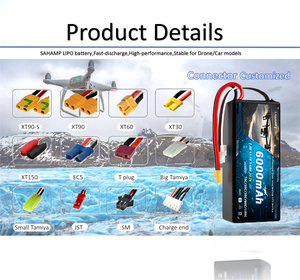 6S FPV Drone 6000mAh 22,2 <span class=keywords><strong>V</strong></span> Paquete de batería de iones de litio EVTOL UAV Heavy Lift Carga útil Drones 75C 6S FPV Drone 6000mAh Paquete de batería - Product Image 4