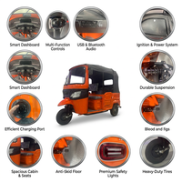 Triciclo Eléctrico ESUN Resistente a la Intemperie, Duradero y de Alta Seguridad, Motor de 72V 3000W, Tuk-Tuk Abierto para 4 Pasajeros, Uso Comercial