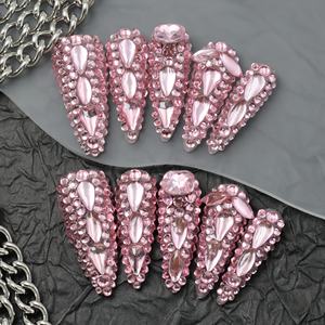 Uñas acrílicas de lujo hechas a mano al por mayor, uñas postizas acrílicas de cobertura completa, etiqueta privada, uñas postizas de alta calidad - Product Image 2