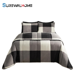Couette double sans housse en polaire Teddy SUREWALHOME, couette douce et chaude, lavable, pour voyage, camping, ensemble de lit confortable avec taies d'oreiller - Product Image 1