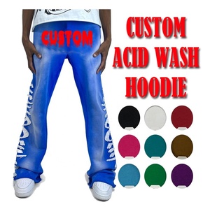Nuovi <span class=keywords><strong>Pantaloni</strong></span> Sportivi a Zampa Personalizzati <span class=keywords><strong>con</strong></span> Logo Ricamato, Alta Qualità 100% Cotone, Stile Vintage <span class=keywords><strong>con</strong></span> Lavaggio Acido per Uomo - Product Image 3