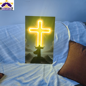 Art mural LED moderne Jésus-Christ 50x33cm vertical, impression sur toile religieuse, affiche design Art Déco, décoration chrétienne pour salon - Product Image 6