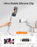 Support de téléphone de bureau rétractable en alliage d'aluminium Mechrig, rotatif à 360°, flexible, hauteur réglable pour le streaming en direct et les appels vidéo