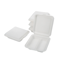 Boîtes personnalisées à emporter boîte jetable de récipient alimentaire de bagasse de canne à sucre biodégradable écologique de restaurant à 2 compartiments pour la nourriture