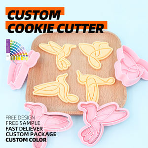 <span class=keywords><strong>Colibri</strong></span> dessin animé Cookie moule en plastique Biscuit Cutter ensemble pour fête forme personnalisable et couleur Cookie presse outils - Product Image 2