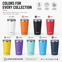 Gobelet isotherme en acier inoxydable avec revêtement en poudre personnalisé de 16 oz, à double paroi, isolé sous vide, avec couvercle, tasse à café, tasse à lait de voyage
