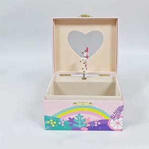 Boîte à musique licorne boîte à bijoux emballage pour filles et garçons cadeau ballerine boîte à bijoux musicale en bois jouets pour enfants manivelle - Product Image 1