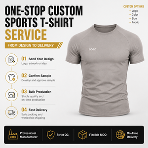 Camiseta de Cuello Redondo para Hombre con Logotipo Personalizado, Manga Corta, Color Sólido, Tejido Transpirable, Servicio de Impresión de Marca Privada OEM ODM - Product Image 2