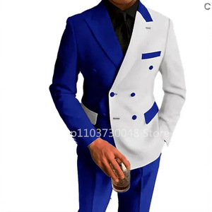 Traje de doble botonadura para <span class=keywords><strong>hombre</strong></span>, traje ajustado sólido, chaqueta y pantalones de vestir, de 2 piezas trajes de <span class=keywords><strong>boda</strong></span>, ropa de novio para <span class=keywords><strong>hombre</strong></span> - Product Image 4