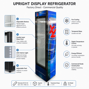 Enfriador Comercial con Puerta de Vidrio Alta y Delgada, 6 Pies Cúbicos, Luz LED, Estantes Ajustables, ETL, 15.4'' de Ancho - Product Image 6