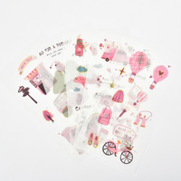 Lot de 5 autocollants adhésifs artistiques mignons en papier Washi pour journalisation, thèmes mariage, voyage, été, embellissements tendance, 9x16,6cm