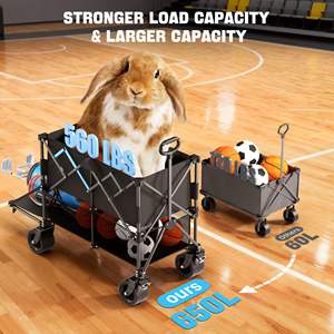 Double-Layer Beach Wagon Double Decker 650L Collapsible Wagons <b>Carts</b> with Big PVC Air Wheels for Camping Fishing - Product Image 5