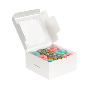 Donut Mini Cake Pie Slice Dessert Treat Boxen Kraft papier Gebäck Donut Box Verpackung mit klarem Schaufenster