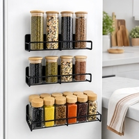 Étagère magnétique latérale pour réfrigérateur - Organisateur d'épices en fer sans perçage, étagère de rangement murale pour la cuisine et le bureau