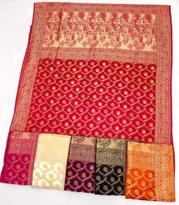 Belle plus récente meilleure qualité vente chaude blanc nouveau PURE MASHRU SATIN tissage sarees tissu nuances de six mètres prix de gros - Product Image 2