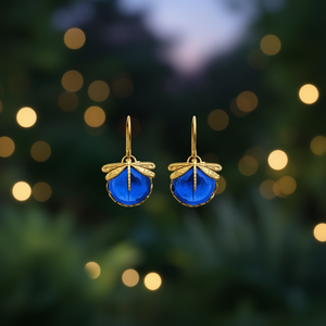 Pendientes colgantes de libélula chapados en oro con bisel de cristal azul y diamantes de imitación, estilo vintage para mujer, joyería de fiesta - Product Image 2