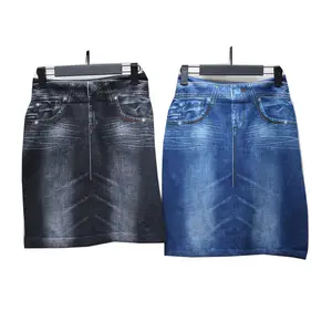 Factory Price Trendy Denim Printed Women Buttock Wrap Short Skirts High Quality Elastic Women Skirts Customizable