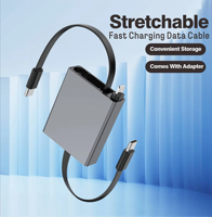 Cable de Carga Rápida Retráctil Tipo-C a Tipo-C 6A 100W, Diseño Metálico Delgado para Teléfonos Móviles IOS, Auriculares, Relojes Inteligentes y Laptops