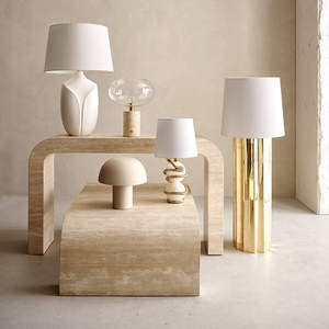 Nuovo Design Tavolino da Caffè in Travertino Arcuato, <span class=keywords><strong>Tavolo</strong></span> Centrale in Marmo <span class=keywords><strong>Beige</strong></span> Spesso e Arrotondato, Elegante Tavolino da Caffè in Travertino Romano - Product Image 2