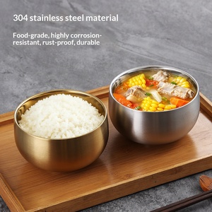 Ciotola in Acciaio Inox Dorato a Doppia Parete Anti-scottatura per <span class=keywords><strong>Insalata</strong></span>, Riso, per Matrimoni, Feste, Ristoranti, Decorazione Casa - Product Image 2