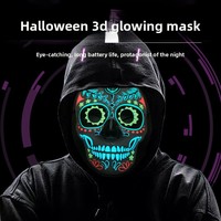 Masque de fête d'Halloween lumineux 3D en plastique à lumière froide, motif fantôme effrayant