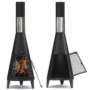 Outdoor Iron Chiminea <strong>Fire</strong> <strong>Pit</strong> Chimney Wood Burning Eco-Friendly Patio Heater Mesh Door Poker Garden Heating Backyard <strong>Camping</strong> - Product Image 3