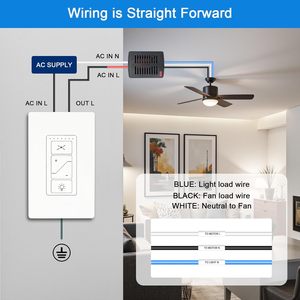 JF068 Mini R28 telecomando intelligente per ventilatore da soffitto e interruttore a parete controlla 3 velocità e controllo vocale oscurante-per sistema <span class=keywords><strong>Smart</strong></span> Home - Product Image 2