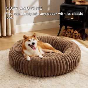 Cute Solid Eco-friendly Donut Dog <b>Cat</b> Pet Bed Warm Winter Nest Anti-Anxiety <b>Plush</b> Sleeping Cushion Multi-size - Product Image 2
