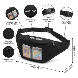 Sac banane unisexe en polyester imperméable avec fenêtre transparente pour cartes gradées, idéal pour collectionneurs, à porter en bandoulière ou à la taille pour activités extérieures - Product Image 2