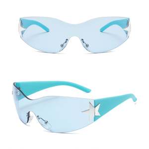 Gafas de Sol de Moda 2023 para Niños y Niñas, Lentes de Sol Deportivas Punk sin Montura con Protección UV400, Gafas de Sol Infantiles Y2K con Estrellas - Product Image 5