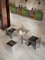 Ensemble de table et de chaises de style industriel personnalisé pour bar et taverne, canapé mural pour café, salon de thé, table en acier inoxydable