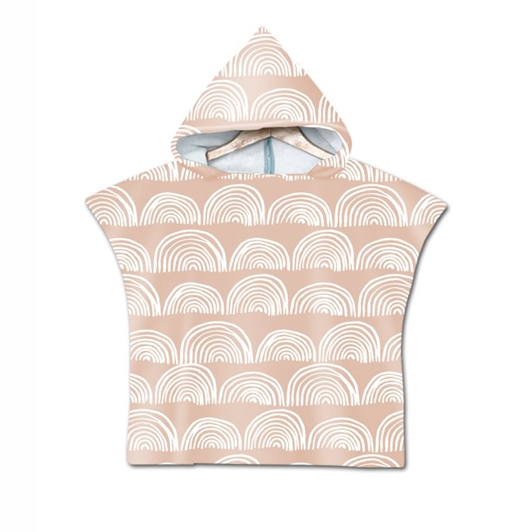 Custom Sand Free Quick Dry Hooded Poncho Rainbow Beach Towel Kids 