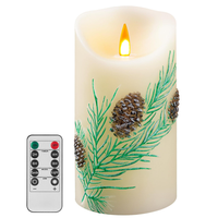 Lampe à bougie LED décorative en paraffine, design pomme de pin, télécommande, fonctionne sur piles, pour Halloween, Nouvel An, hiver, table de fête