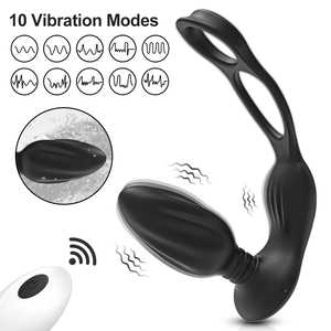 10 modes de vibration, plug anal, télécommande sans fil avec double anneau pénien, masseur de prostate pour adultes - Product Image 2