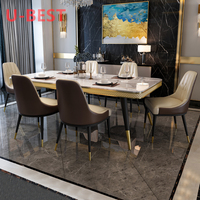 Table à manger et chaises en pierre de luxe léger, design tendance italien, petite table rectangulaire simple pour la maison