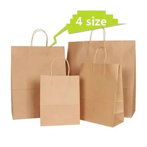 China manufacturer eco printed cheap recycled brown kraft bread packaging shopping paper bags