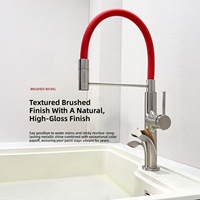 Keran Wastafel Termostatik MOSHE Modern Mewah, Keramik Stainless Steel, Model Tarik, Pegangan Tunggal, Pemasangan di Dek, untuk Kamar Mandi