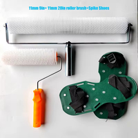Kit d'outils professionnel pour ciment autonivelant DIY, rouleau à pointes pour sols en époxy, chaussures à pointes de construction, raclette en acier inoxydable