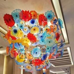 Tấm kính lớn khách sạn loddy Đèn chùm nhiều màu tùy chỉnh hiện đại tùy chỉnh thực hiện tiết kiệm năng lượng tay thổi đèn chùm thủy tinh 150 360 - Product Image 2