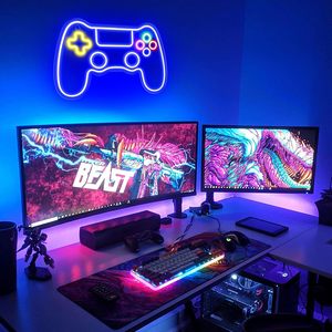 ป้ายไฟนีออน LED รูปเกมแพดสำหรับอีสปอร์ต ป้ายไฟคอนโทรลเลอร์แบบกำหนดเองสำหรับตกแต่งร้านอินเทอร์เน็ตคาเฟ่และโซนเกม - Product Image 3