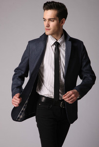 Jas <span class=keywords><strong>Blazer</strong></span> Bisnis Slim Pria Model Terbaru dengan Ritsleting, Bahan Wol Bernapas, Ukuran Besar - Product Image 2