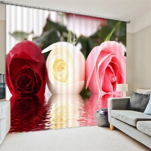 Moderne De Luxe Rose Rose Rideaux Occultants, Grand Imprimé 3D Rideau Pour Salon - Product Image 4
