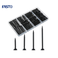 Jeu de 4 vis pour cloison sèche noires #6 (1 ",1-1/4",1-5/8 ",2") 166PCS Vis à bois autotaraudeuses Phillips à filetage grossier
