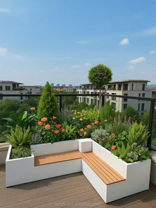 32 pots de fleurs en métal de style industriel moderne, jardinières en acier inoxydable avec LED pour la décoration urbaine <span class=keywords><strong>et</strong></span> paysagère - Product Image 2