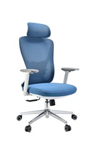 Chaise de bureau pivotante Foshan moderne avec pieds croisés, dossier moyen, appui-tête tournant, accoudoir, tissu maillé, directeur exécutif