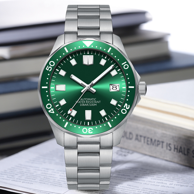 Custom Logo Japan Mechanical Movement Sapphire Watch Men Stainless Steel Fashion Automatic Waterproof Watch Relogio Masculino