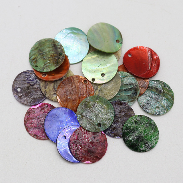 15mm Sustainable Round Cultivated Dyed Mixed Color Mother of Pearl Shell Disc Beads for DIY Clothing Sewing Jewelry Crafts