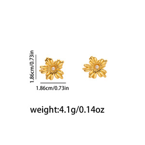 Pendientes Clásicos de <span class=keywords><strong>Perlas</strong></span> con Ojo de la Suerte, Pendientes de Acero Inoxidable Chapados en Oro con Forma de Flor para Mujer, Joyería de Estilo Vintage al por Mayor - Product Image 5