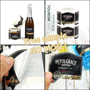 สติกเกอร์กระดาษพรีเมียมแบบม้วน ลายสเก็ตช์วาดมือ ปั๊มนูน สีและขนาดตามสั่ง สำหรับขวดไวน์แดงและสุราคุณภาพสูง - Product Image 6