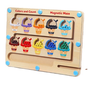 Apprendimento conteggio <span class=keywords><strong>legno</strong></span> Puzzle Board Baby colore magnetico e numero Maze Montessori giocattoli per abilità motorie fini - Product Image 1